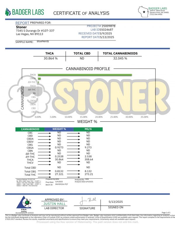 Stoner Blue Nerdz THCA Flower - Stoner Exotic