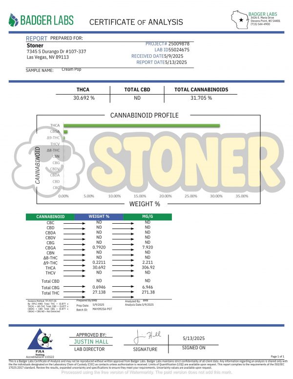Stoner Cream Pop THCA Flower - Stoner Exotic
