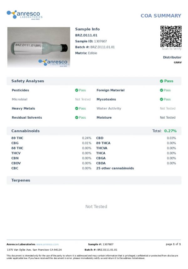 GRAV Cannabis Spirit D9 THC Flavor Shot | 50mL | 100mg