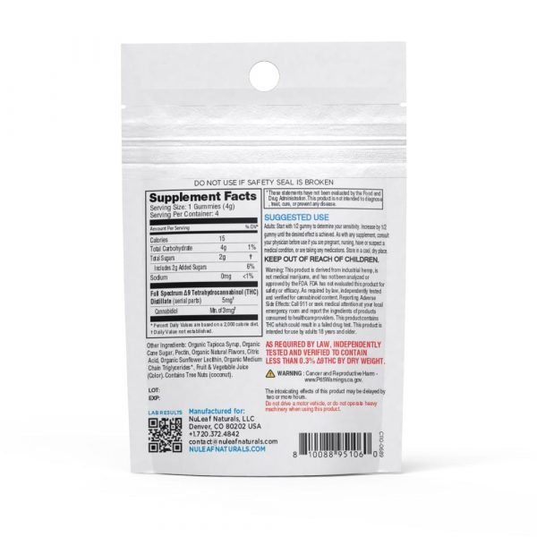NuLeaf Naturals THC: 4ct Mylar