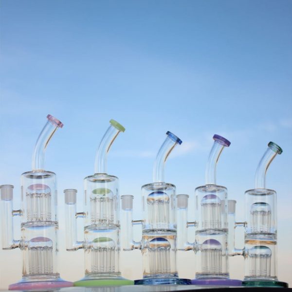 Scientific Style Glass Bong with Smooth Smoke and Dual Arm Percolators