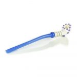 Elegant Opaque White Marble Sherlock Glass Pipe with Dark Glass Accents
