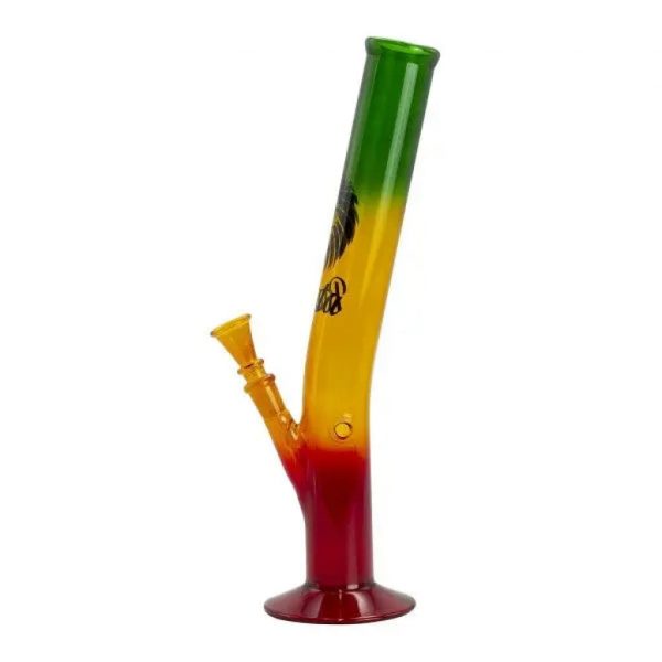 Rasta Colored Glass Water Pipe with Lion Design