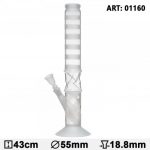 Trippy Boxed Design Straight Tube Bong with Warped Glass Center