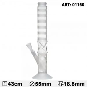 Trippy Boxed Design Straight Tube Bong with Warped Glass Center