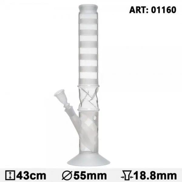 Trippy Boxed Design Straight Tube Bong with Warped Glass Center