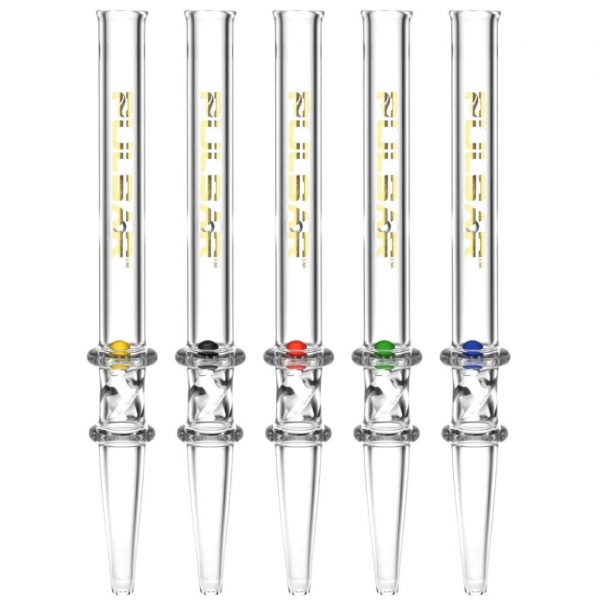 Vortex Twist Quartz Dab Straw With Spin Pearl Beads