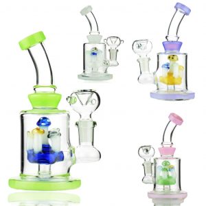 Slime Color Water Pipe with Mushroom Shower and 14mm Male Bowl