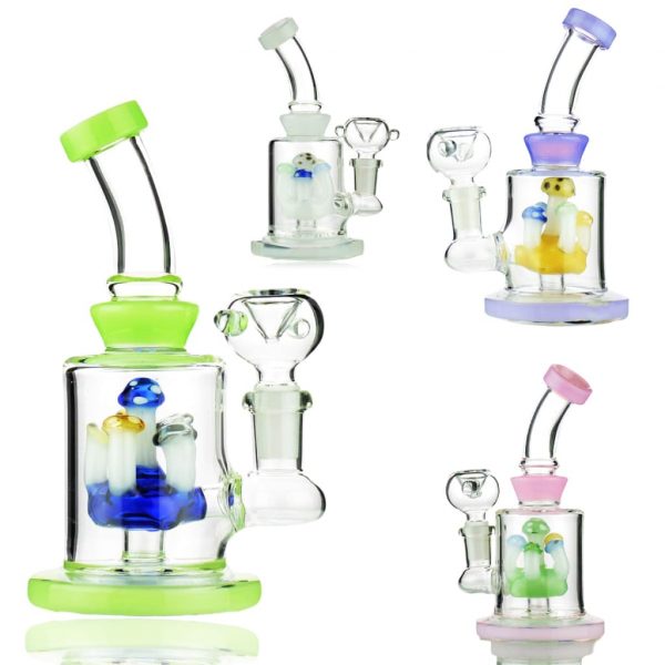 Slime Color Water Pipe with Mushroom Shower and 14mm Male Bowl