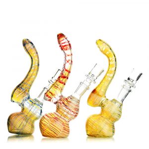 7" Fancy Zig Zag Bubbler with 14mm Male Bowl - Grams