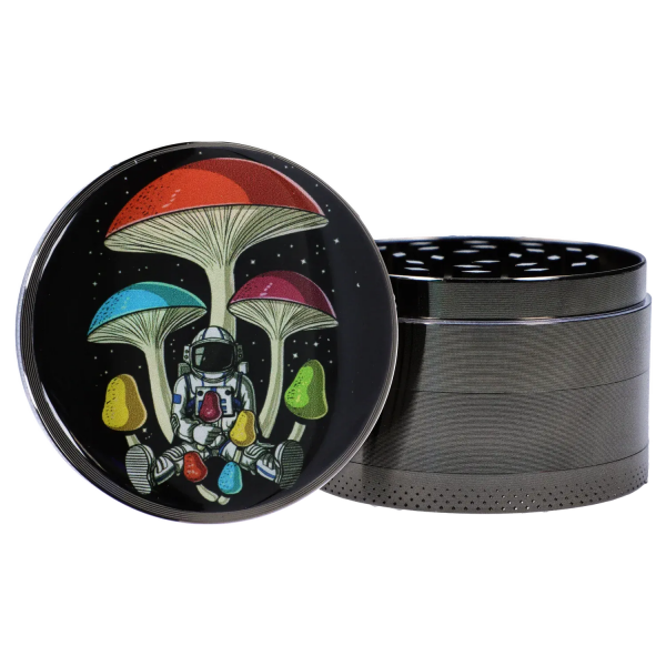 63mm Chrome with Tiny Glowing Mushrooms Grinder