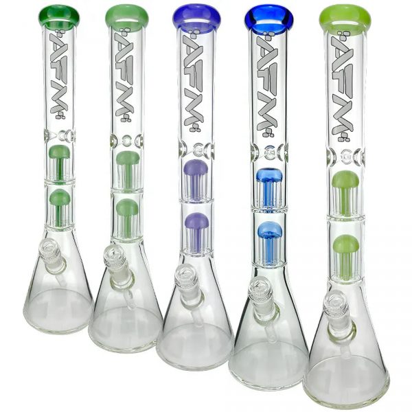 18" AFM Hitter Double Arm Perc 5mm Glass Beaker Bong
