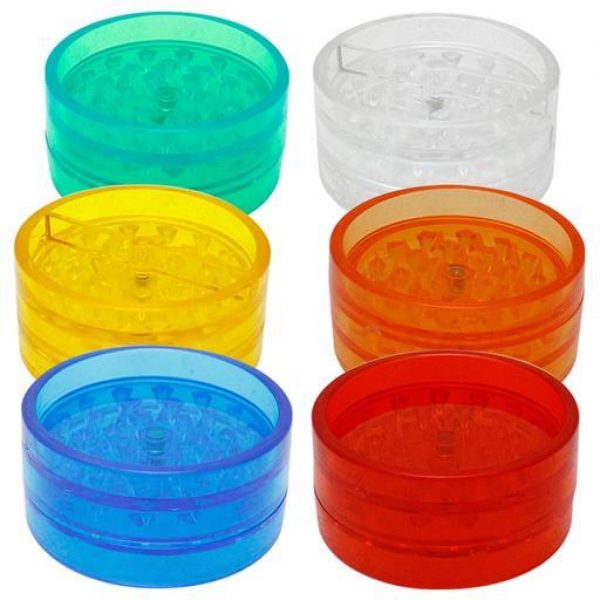 Acrylic Grinder for Shredding Dry Herb Assorted Colors 2 in 1