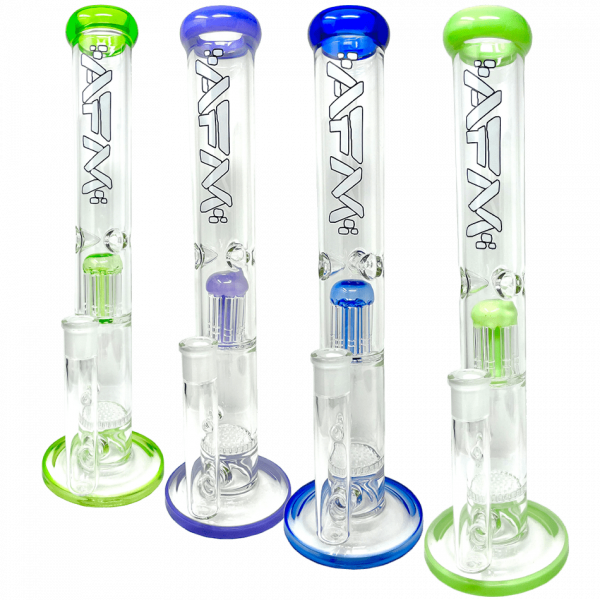 AFM Glass Ripper Single Arm Perc Glass Straight Tube Bong