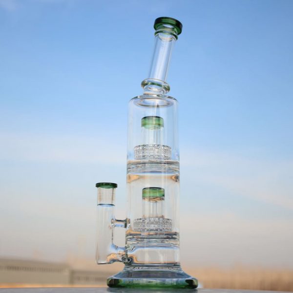 Dual Matrix Percolators Glass Water Pipe for Smooth Hits