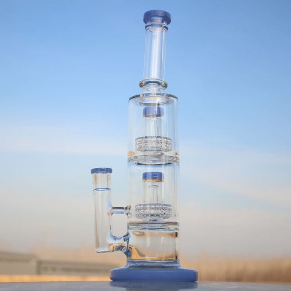 Dual Matrix Percolators Glass Water Pipe for Smooth Hits