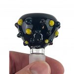 Handmade Black Balls Glass Bowl with Worked Glass Design
