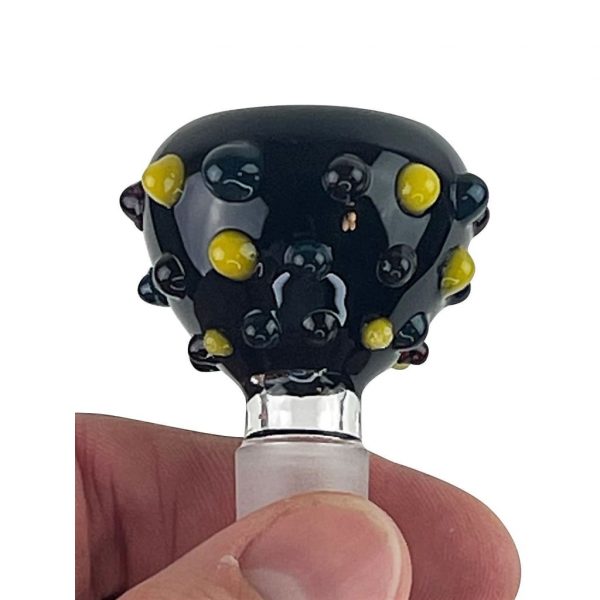 Handmade Black Balls Glass Bowl with Worked Glass Design