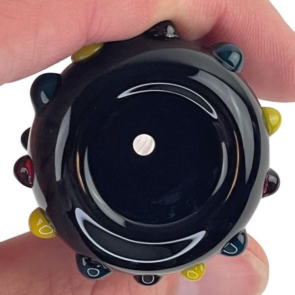 Handmade Black Balls Glass Bowl with Worked Glass Design