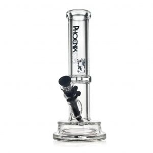 Green Flower Phoenix Star 7Mm Tube Bong With Thick Base 12 Inch