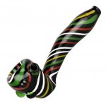 Rasta Candy Cane Glass Swirl Hand Pipe - 5.5borosilicate