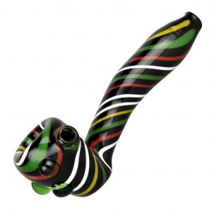 Rasta Candy Cane Glass Swirl Hand Pipe - 5.5borosilicate