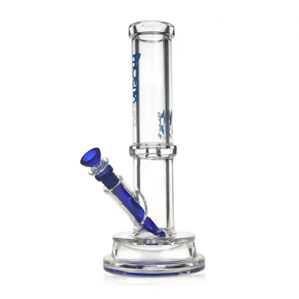 Green Flower Phoenix Star 7Mm Tube Bong With Thick Base 12 Inch