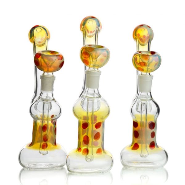 Fumed Color Dots Bong with Male Bubble Bowl