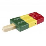 Ceramic Ice Pop Pipe with Rasta Colors