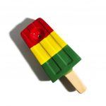 Ceramic Ice Pop Pipe with Rasta Colors