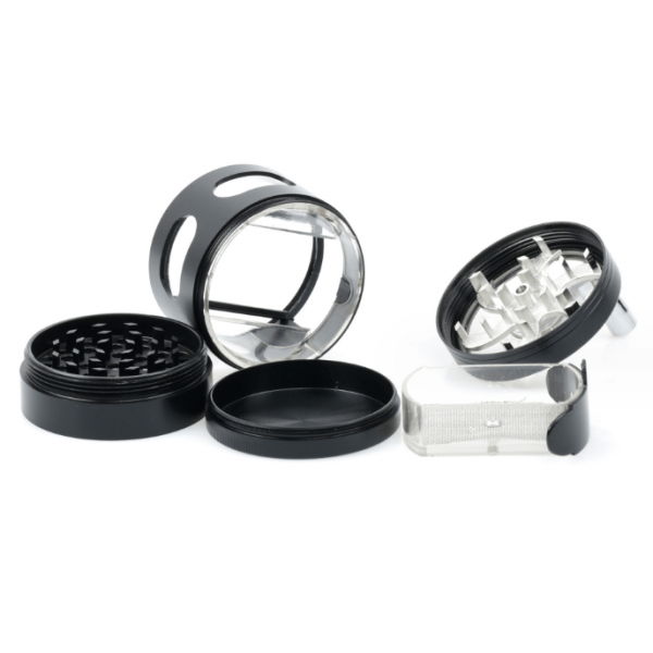 3.5" 4 Piece Hand Crank Grinder with Chamber Window