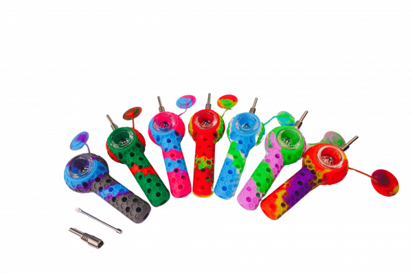 Cloud 8 2 in 1 Honey Bee Hand Pipe/Vapor Straw with Lid Metal Poker and Titanium Tip