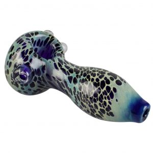 Color Spotted Glass Hand Pipe With Raised Glass Beads