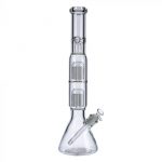 Beaker Base Ice Bong with Double Tree Perc-16 Inch