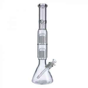 Beaker Base Ice Bong with Double Tree Perc-16 Inch
