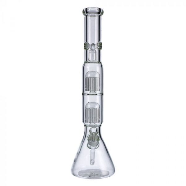 Beaker Base Ice Bong with Double Tree Perc-16 Inch