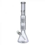 Beaker Base Ice Bong with Double Tree Perc-16 Inch