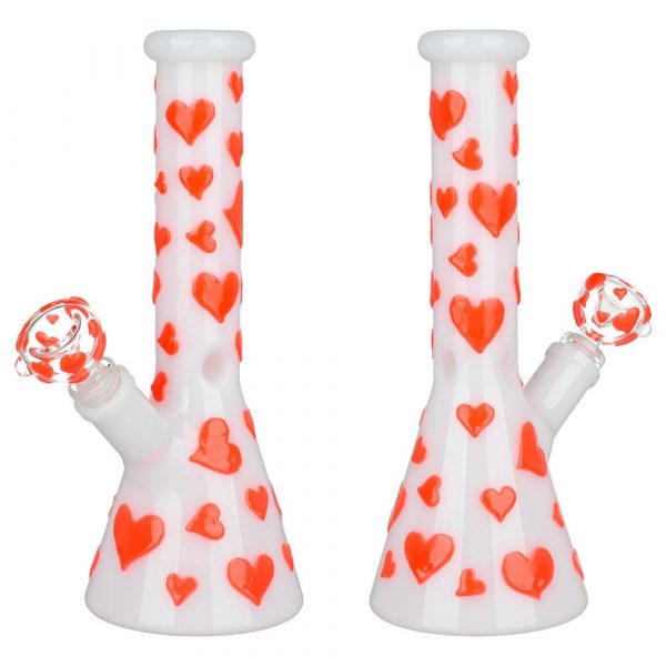 10" Valentines Day Heart Glow In The Dark Beaker Bong