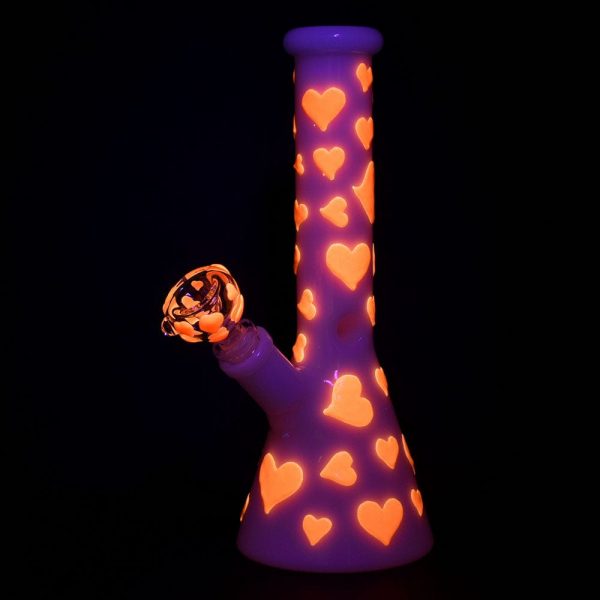 10" Valentines Day Heart Glow In The Dark Beaker Bong