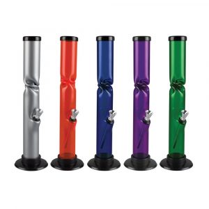 Acrylic Straight Bong w/ Ice Catch - 12" / Colors Vary