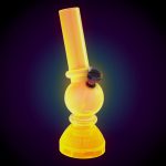 Angled Mini Acrylic Bong w/ Built in Grinder Base - 6.5"