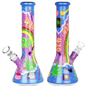 Beach Vibes 420 Painted Glass 10" Beaker Bong
