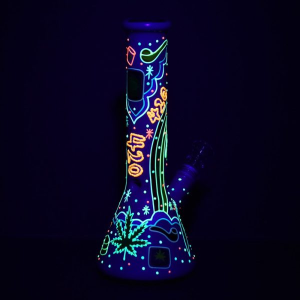 Beach Vibes 420 Painted Glass 10" Beaker Bong