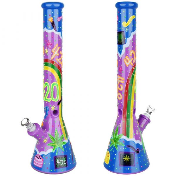 Beach Vibes 420 Painted Glass 18" Beaker Bong