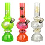 Mini Acrylic Bubble Bong w/ Built in Grinder Base - 6.75" / Assorted Designs