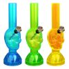 Mini Acrylic Skull Bong w/ Built in Grinder Base - 7"