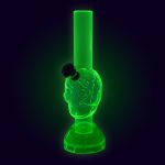 Mini Acrylic Skull Bong w/ Built in Grinder Base - 7"