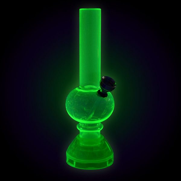 Mini Acrylic Bong w/ Grinder Base- 6.75" / Colors Vary