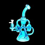 Neon Recycler with Inline Percolator and Bent Neck Bong
