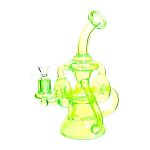 Neon Recycler with Inline Percolator and Bent Neck Bong